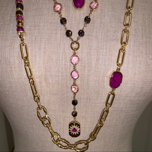 NWT WHBM ORCHID COLOR MULTI-ROW NECKLACE